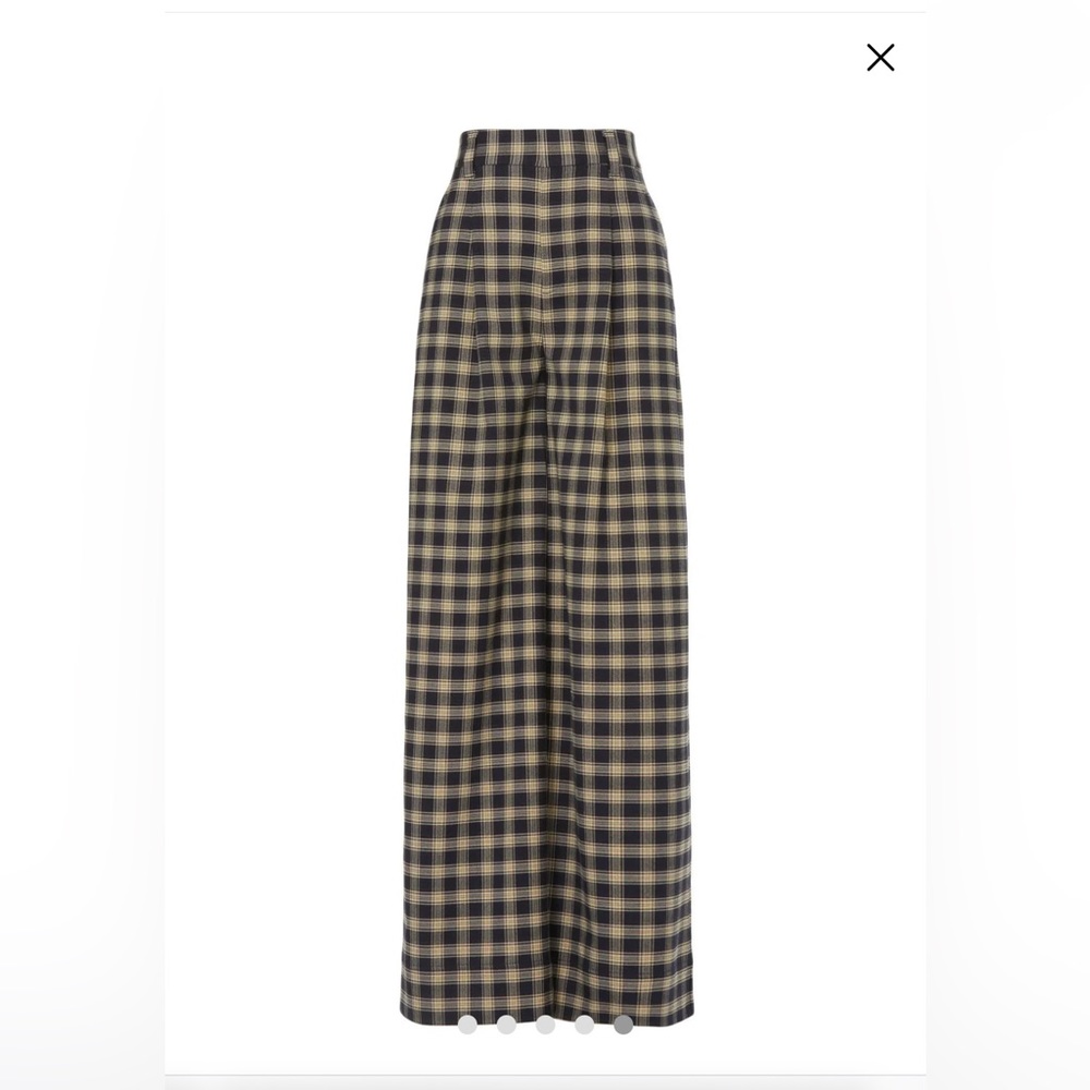 NWT Something Navy Women's US 6 Plaid High-Waisted Wide-Leg Pants Navy Combo